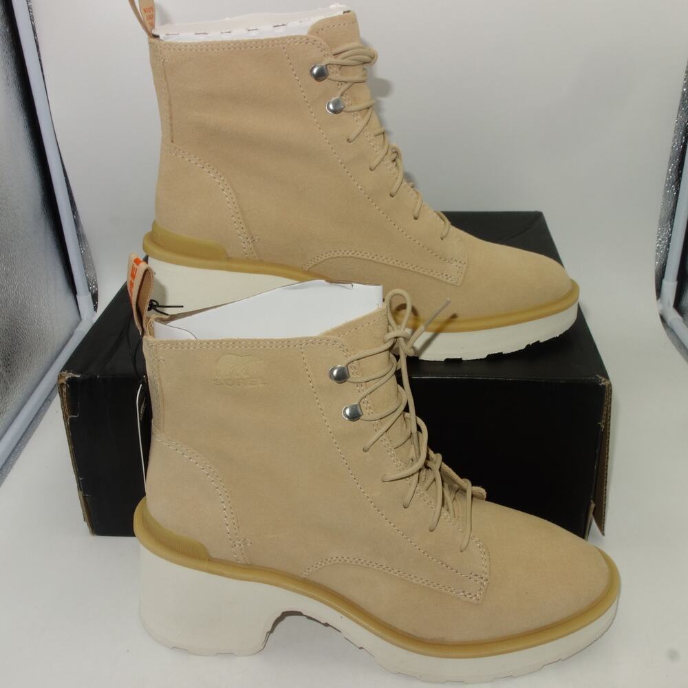 NEW Sorel Hi Line Lace Boots Bleached Ceramic Buff Tan Women's 10.5 - Picture 3 of 11